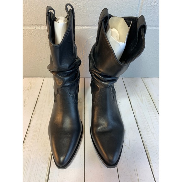Steve Madden Taos Black Leather Slouch Cowboy Western Boots Women's 9M - Picture 5 of 11